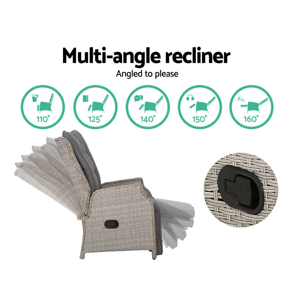 Gardeon Premium Adjustable Wicker Recliner Chairs
