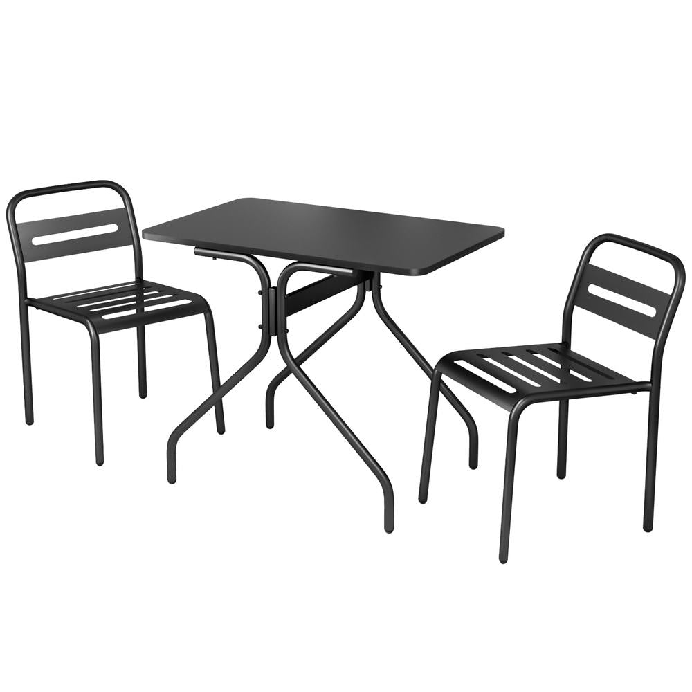 Gardeon Black Steel 3-Piece Bistro Set