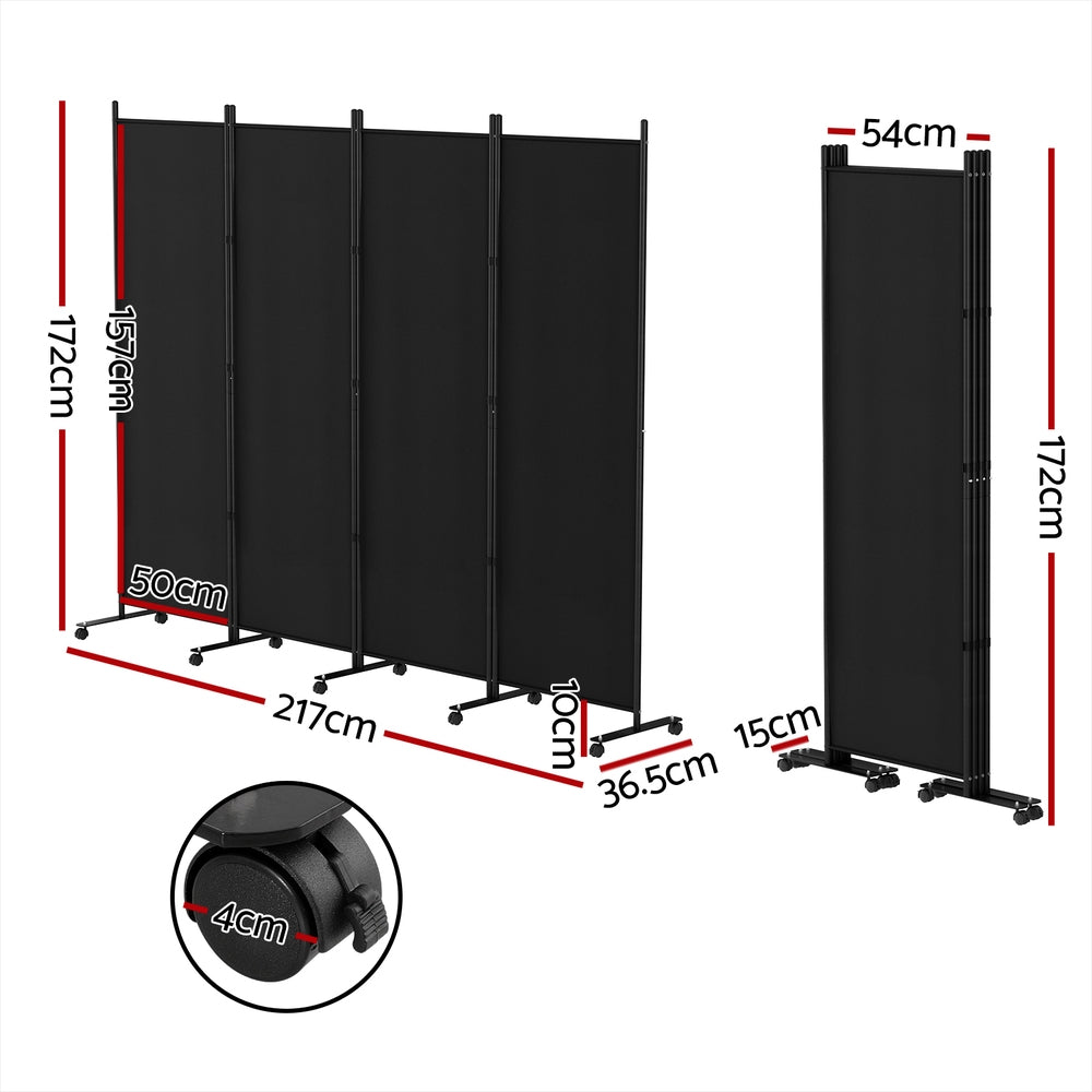 Artiss 4-Panel Room Divider Screen - Black