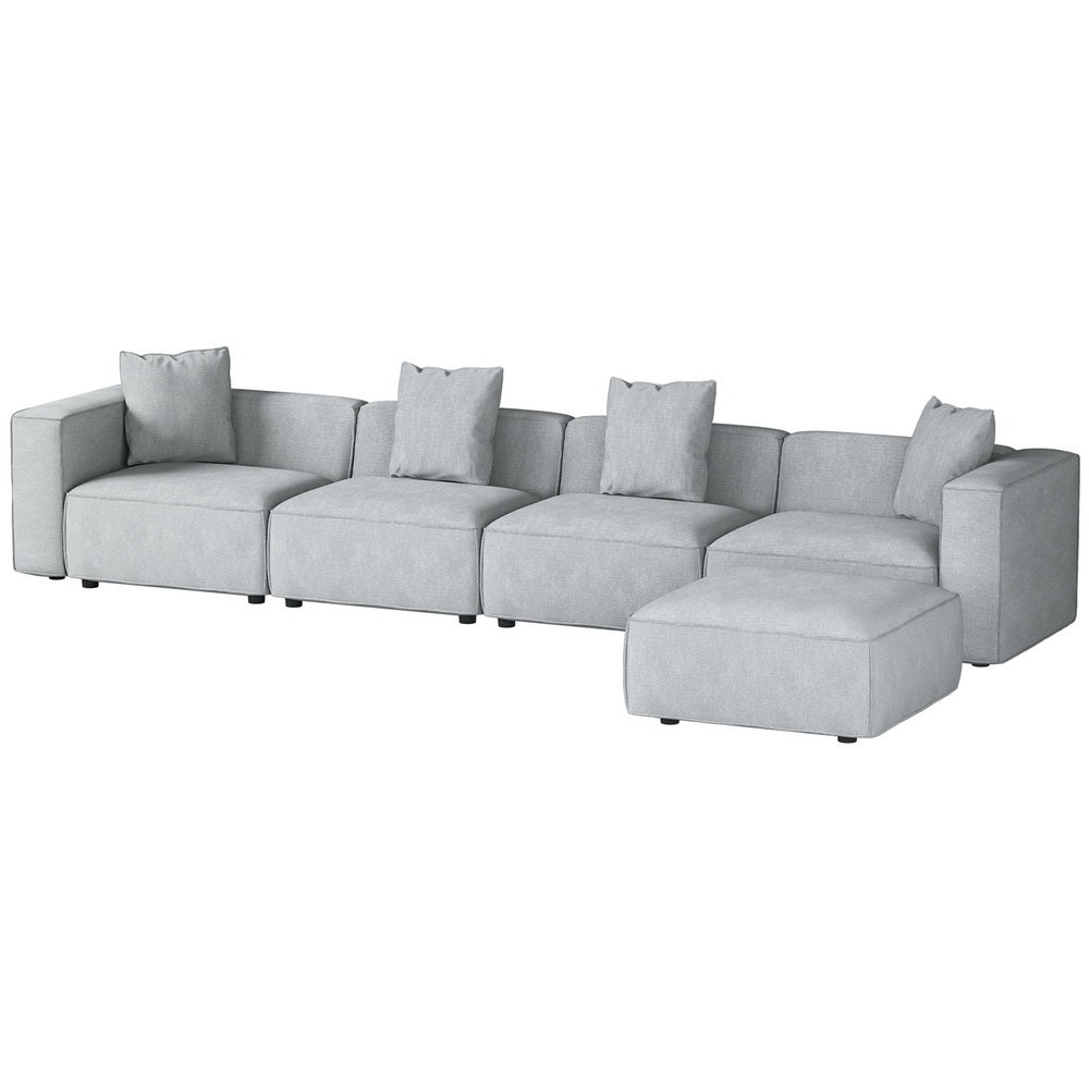 Artiss 5-Seater Modular Sofa Chaise in Grey