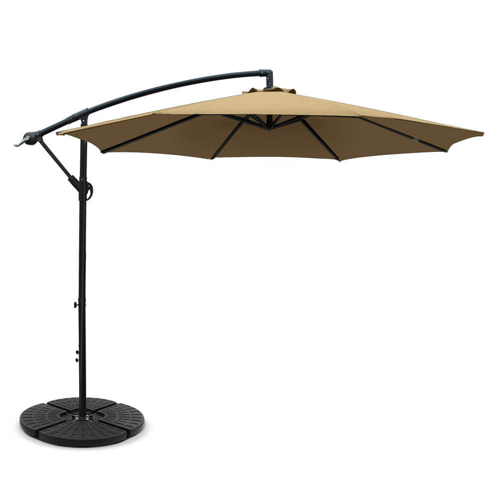 Instahut Outdoor Umbrella w/Base Cantilever Beach Garden Patio Shade Canopy