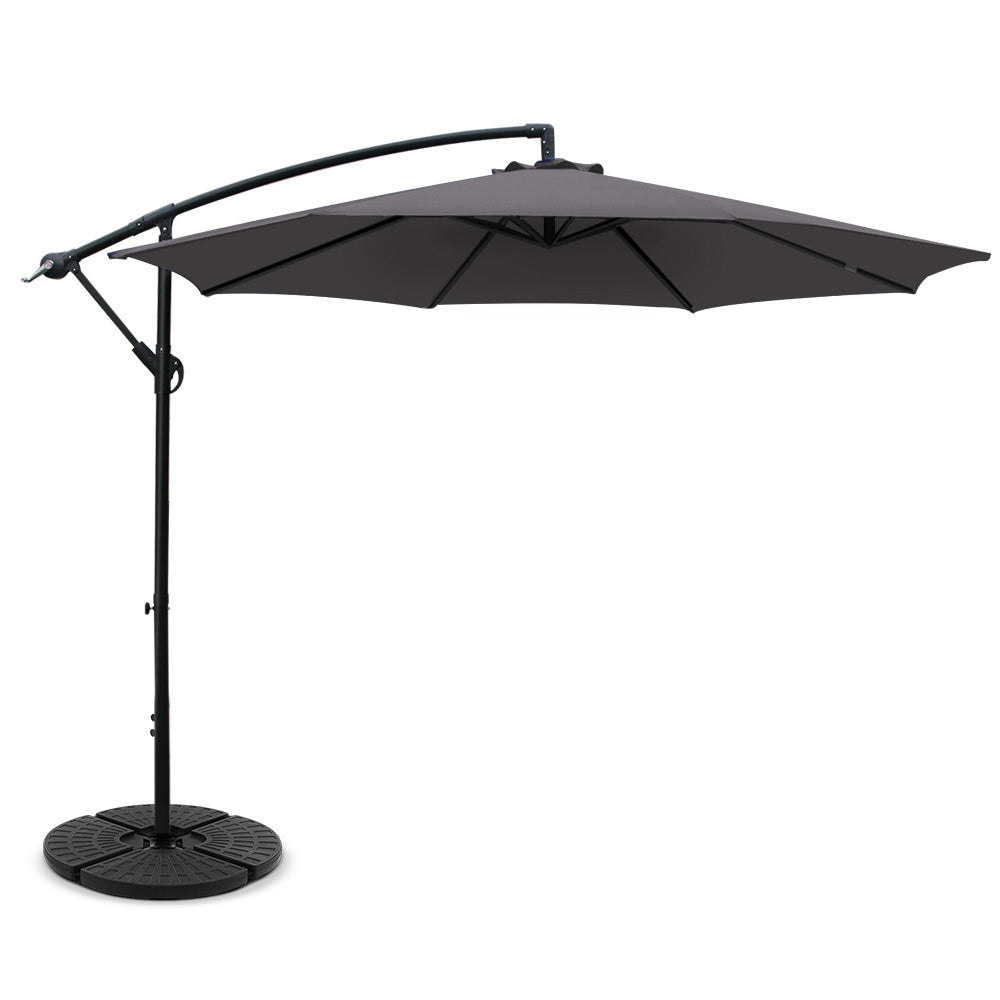 Instahut Outdoor Umbrella w/Base Cantilever Beach Garden Patio Shade Canopy