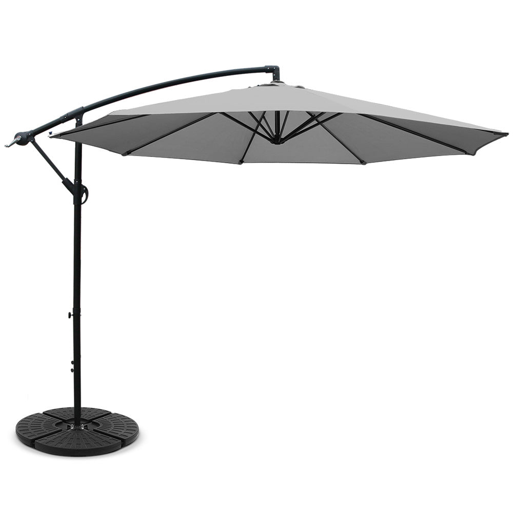 Instahut Outdoor Umbrella w/Base Cantilever Beach Garden Patio Shade Canopy