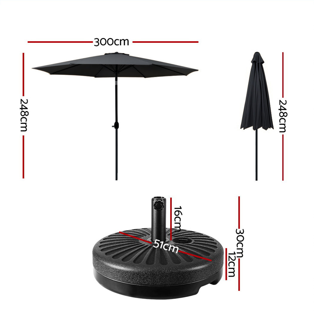Instahut Outdoor Umbrella Base Beach Pole Garden Tilt Sun Patio UV Canopy