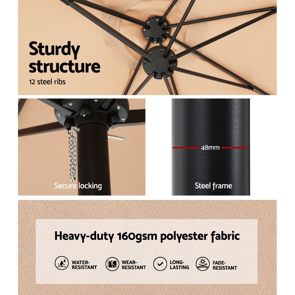 Instahut Outdoor Beach Pole Garden Tilt Canopy Sunshade Umbrella for Patio