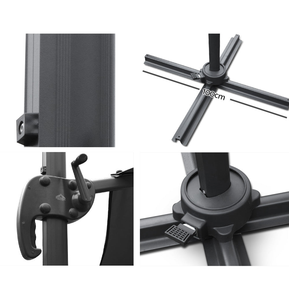 Instahut 3m Outdoor Umbrella Cantilever 360 Degree Tilt Beach Roma Parasol