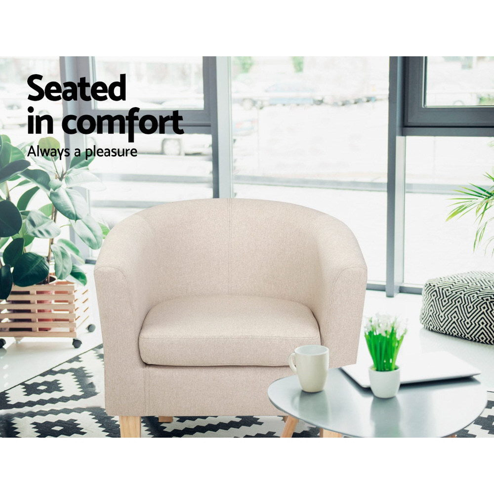 Artiss Abby Beige Tub Chair - Modern Comfort with Timeless Design