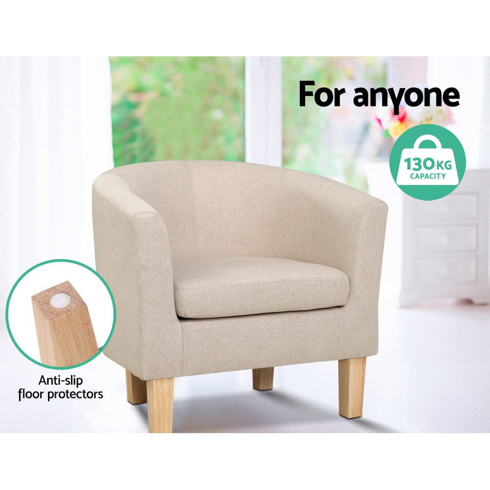 Artiss Abby Beige Tub Chair - Modern Comfort with Timeless Design