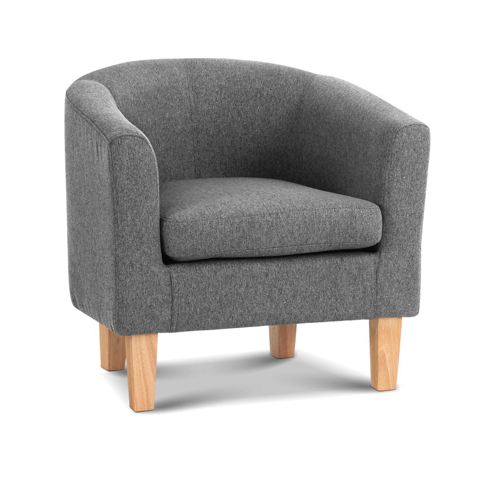 Artiss Abby Grey Fabric Armchair - Modern Elegance and Comfort