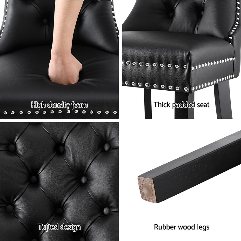 Set of 2 Elegant Leather Dining Chairs