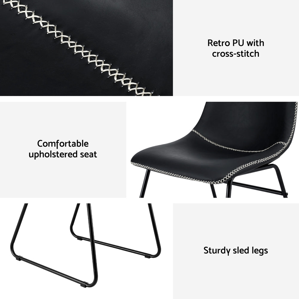 Retro PU Leather Dining Accent Chairs Set