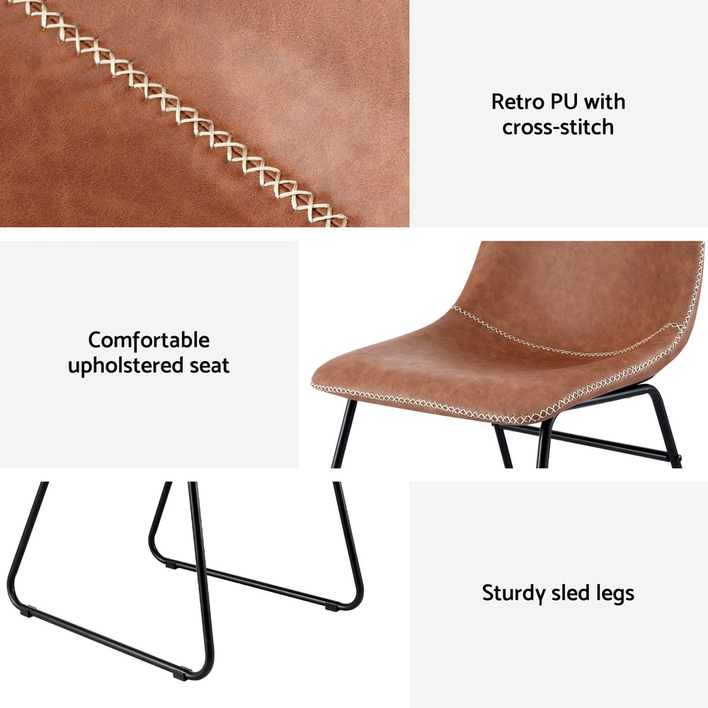 Retro PU Leather Dining Chairs - Set of 2