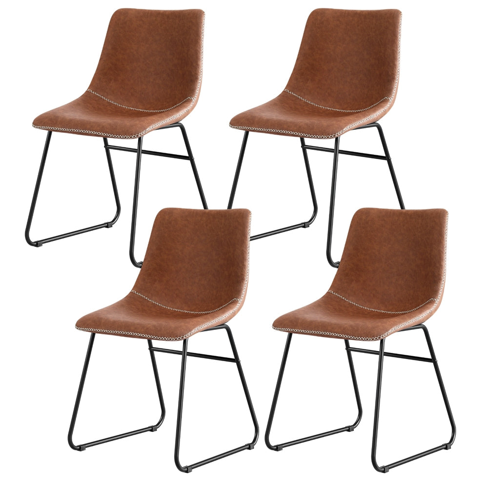 Retro PU Leather Dining Accent Chairs Set