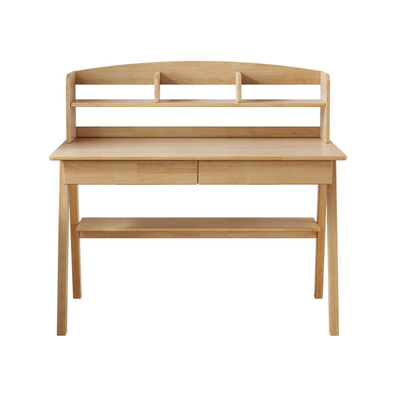 Elegant Rubberwood Study Desk with Storage