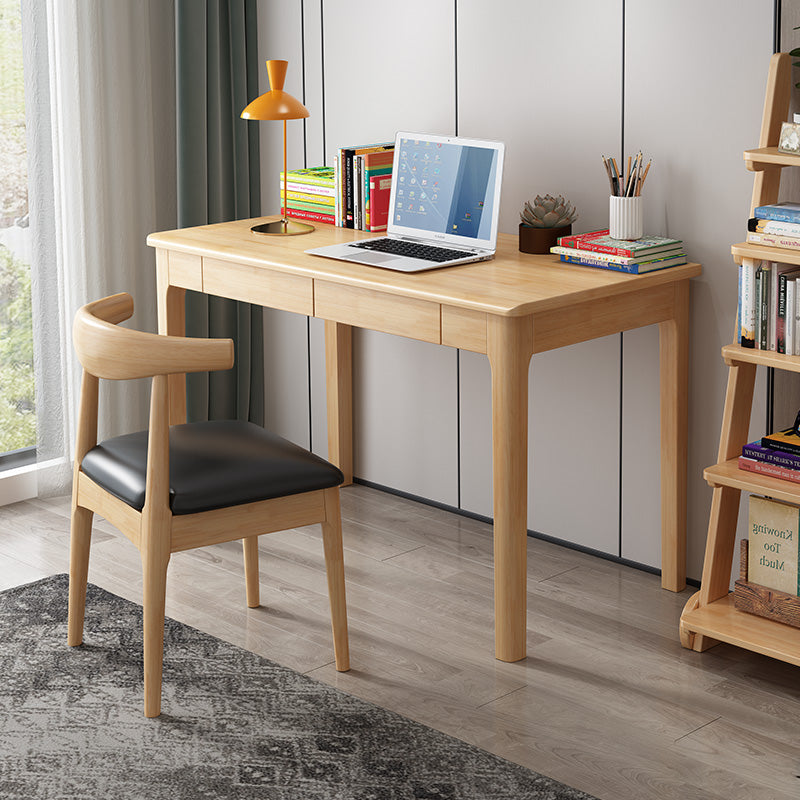 Mitch Solid Wood Study Desk - Rubberwood Finish
