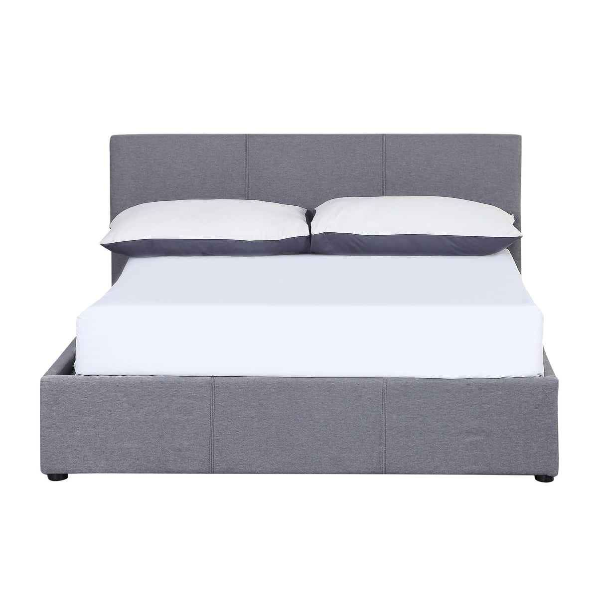 Milano Luxury Gas Lift Bed Frame Base And Headboard With Storage - Double - Grey