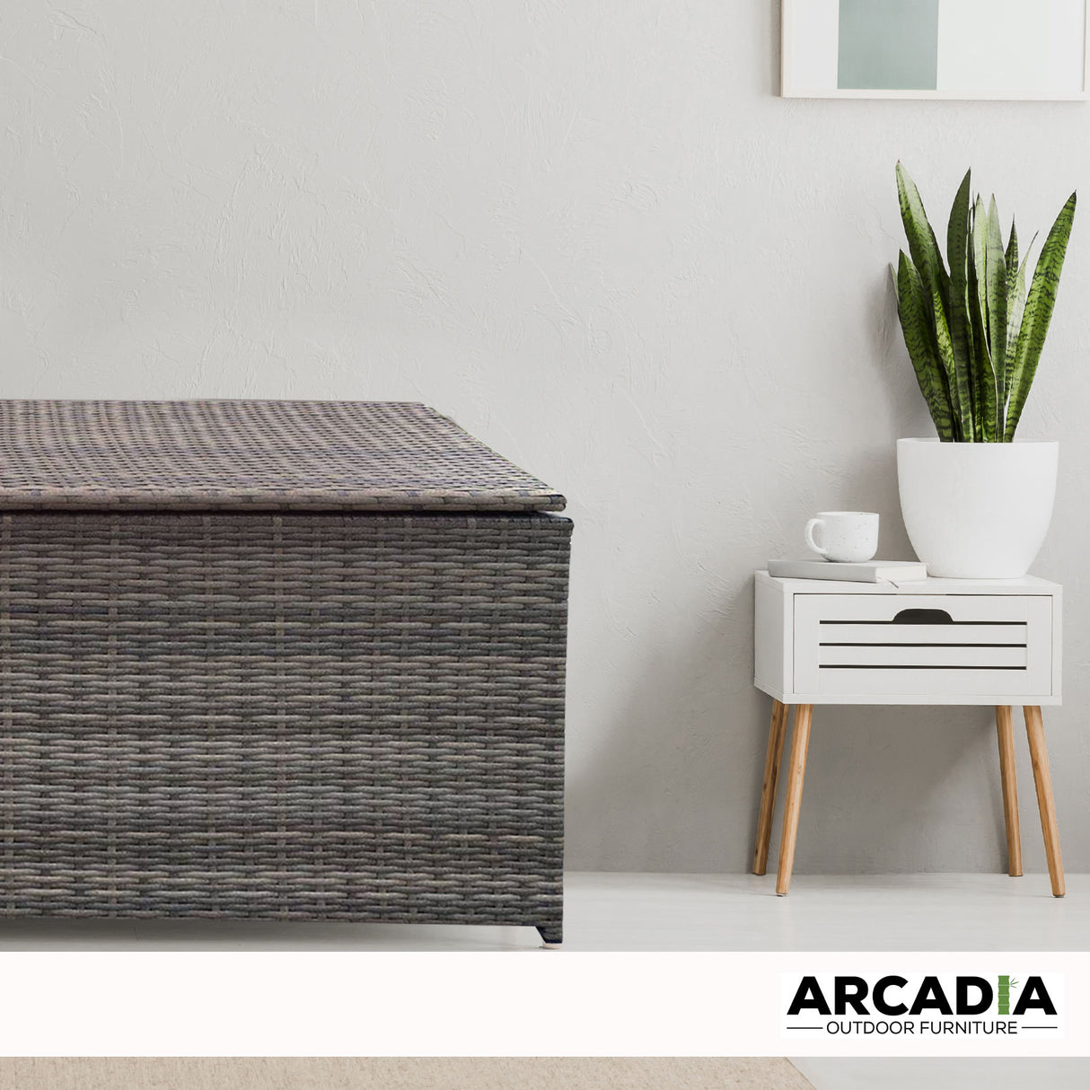 Arcadia Outdoor Rattan Storage Box - Oatmeal