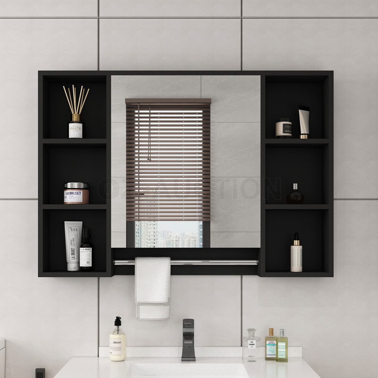 Bathroom Mirrored Cabinet Wall Storage Organizer