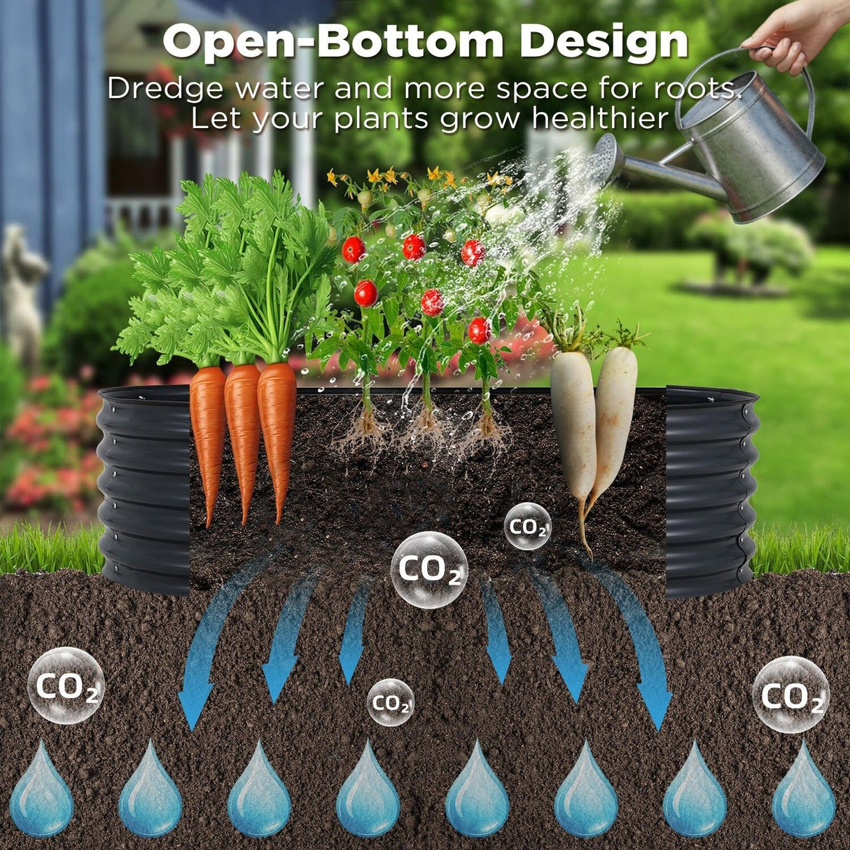 Oval Raised Garden Bed Galvanised Steel 240x80x42cm Planter