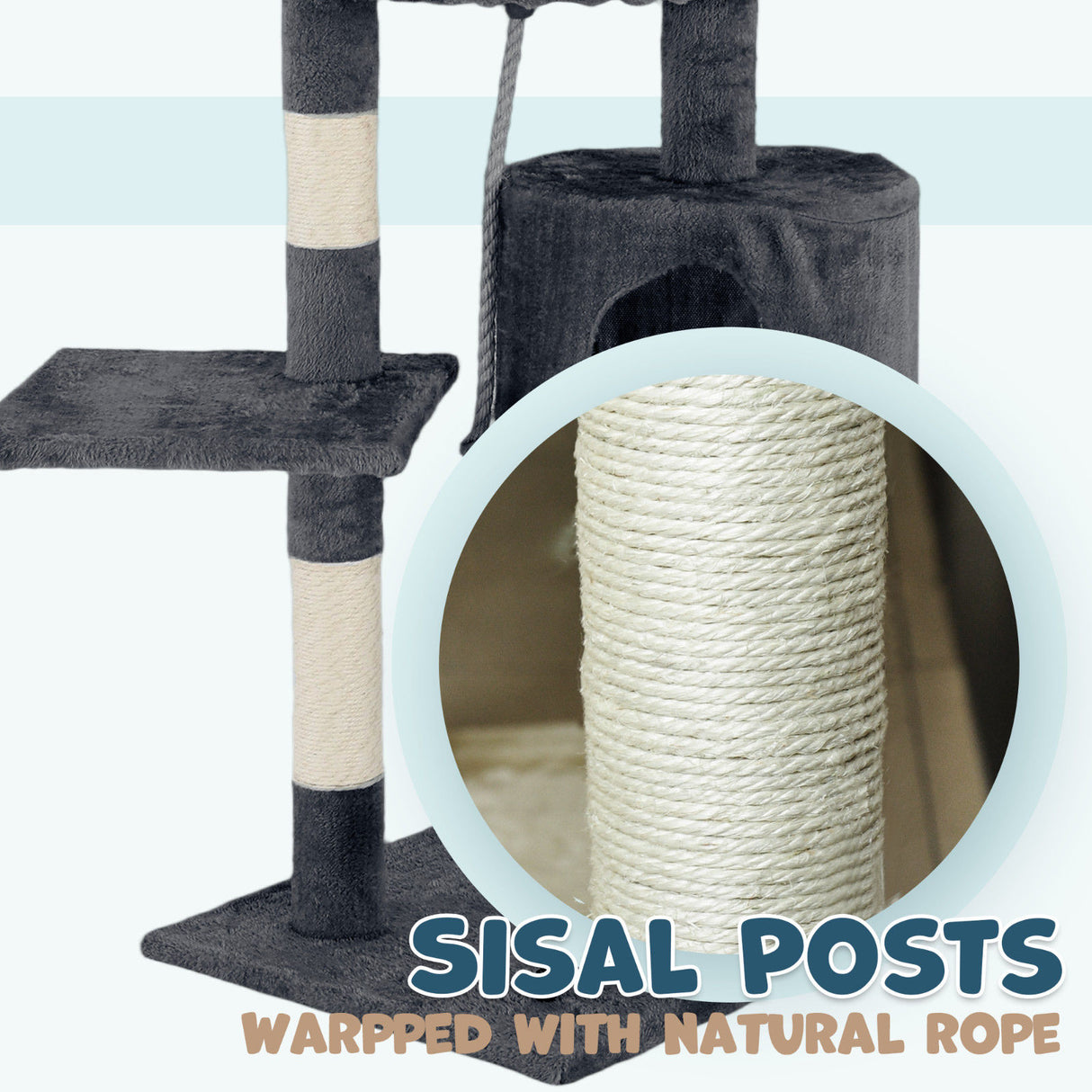 Cat Tower Tree Condo Scratching Post Dark Grey 142cm