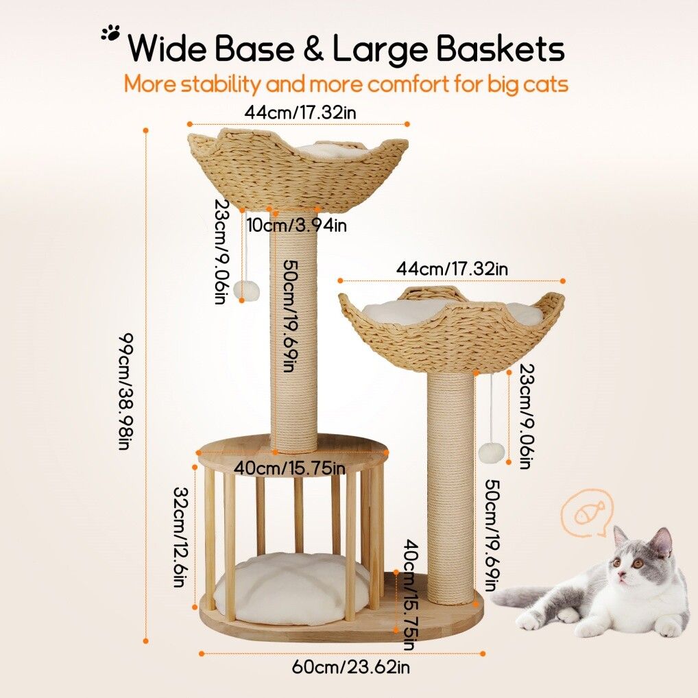 Cat Tree Tower Large Scratching Post Condo Basket Activity Center