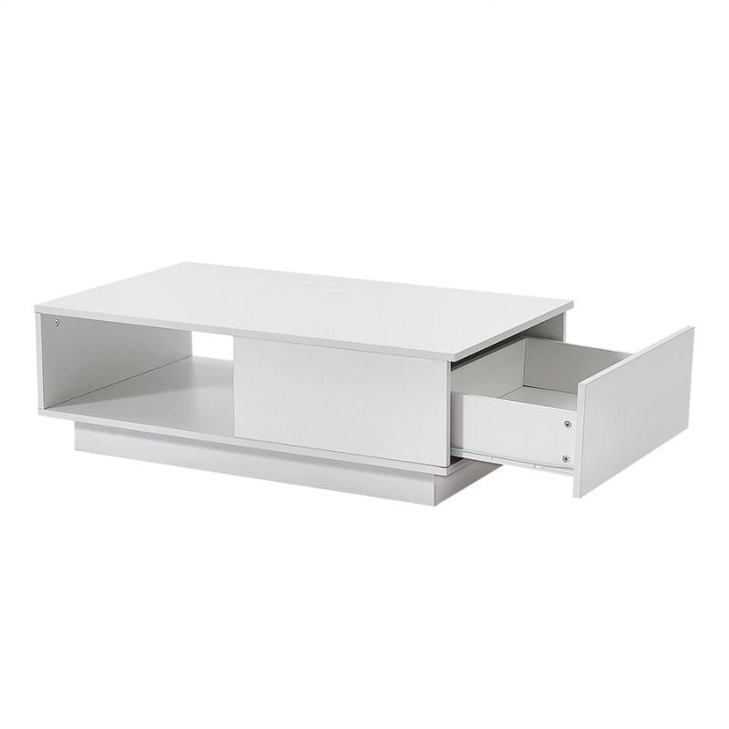 LED High Gloss White Coffee Table with Drawer