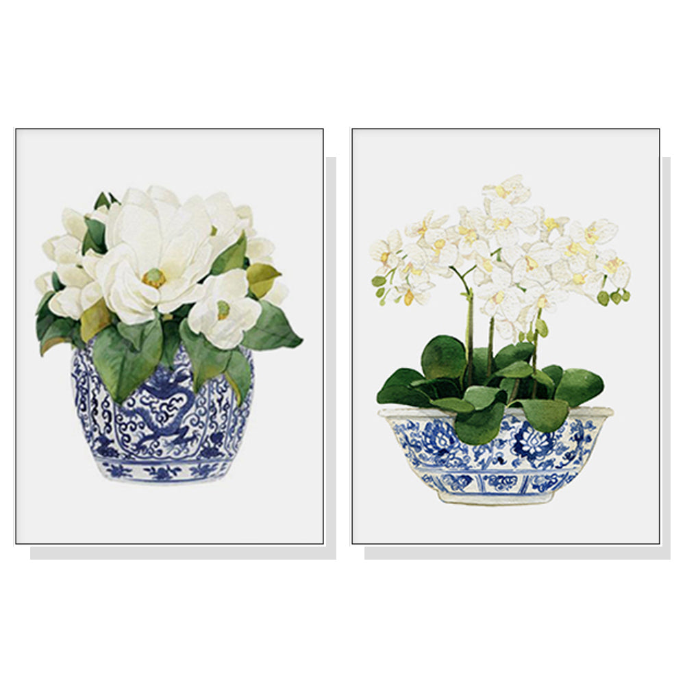 Wall Art Elegant Flower 2 Sets Canvas Decorative Floral Prints for Living Room
