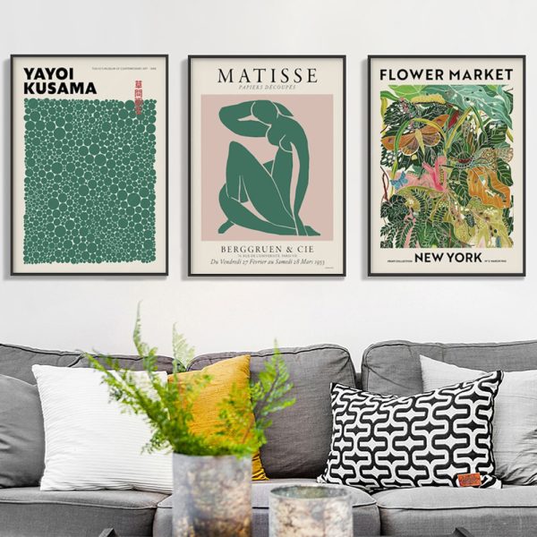 Wall Art Flower Market Matisse Print Yayoi Kusama Canvas Collection Modern Prints