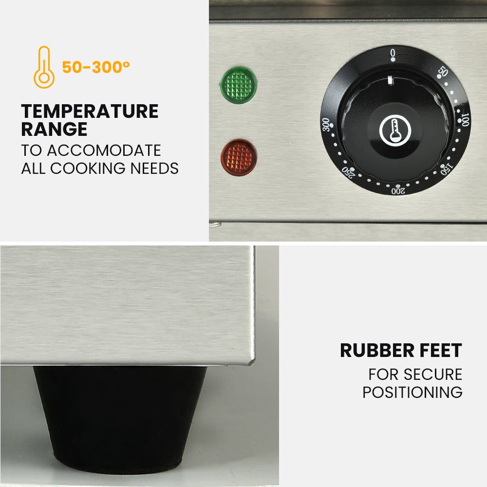 THERMOMATE Commercial Electric Griddle TH-G05, 4400W 73x37cm Flat Cooking Surface