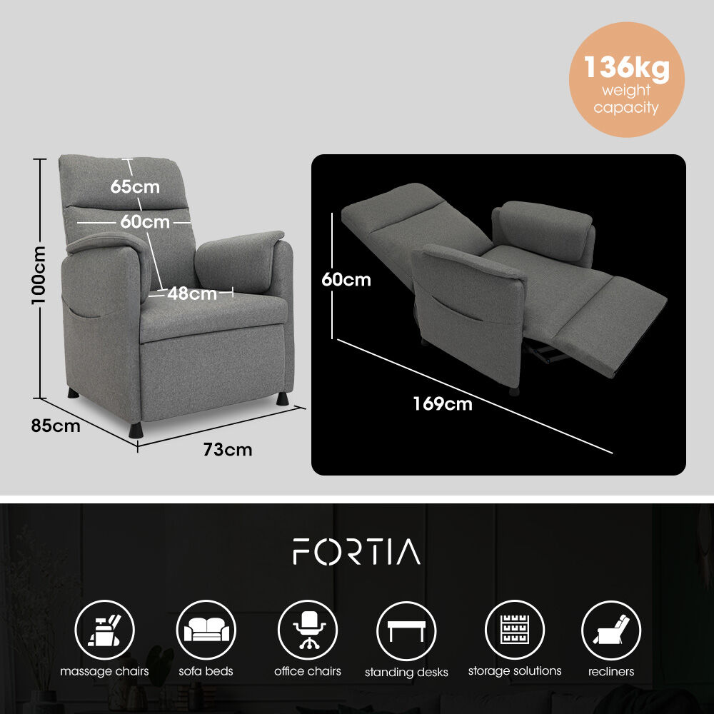 FORTIA Electric Recliner Armchair in Grey - Ultimate Comfort and Style