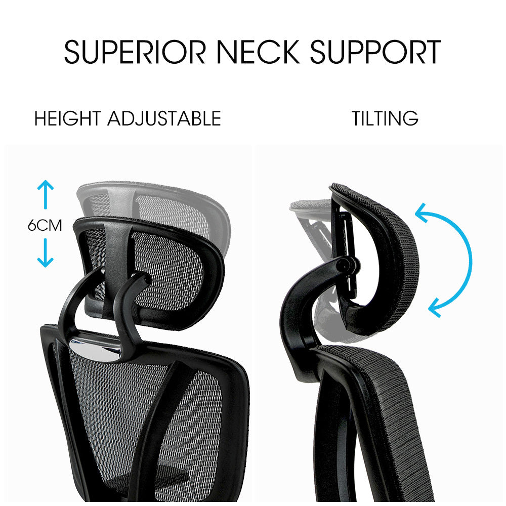 Fortia Ergonomic Office Desk Chair - Black Mesh