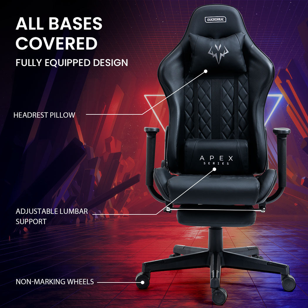 Ergonomic Reclining Gaming Chair with Footrest