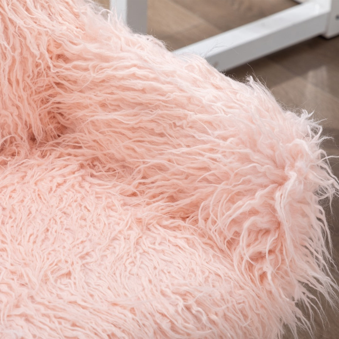 Fluffy Pink Faux Fur Swivel Office Chair