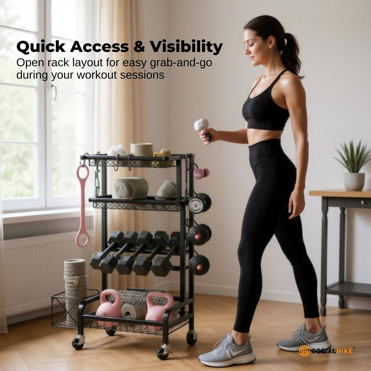 Social Hike Mobile Gym Equipment Storage Rack