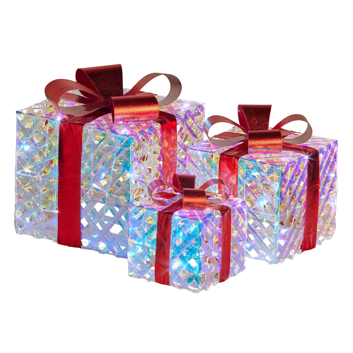 Set of 3 Illuminated Christmas Gift Boxes