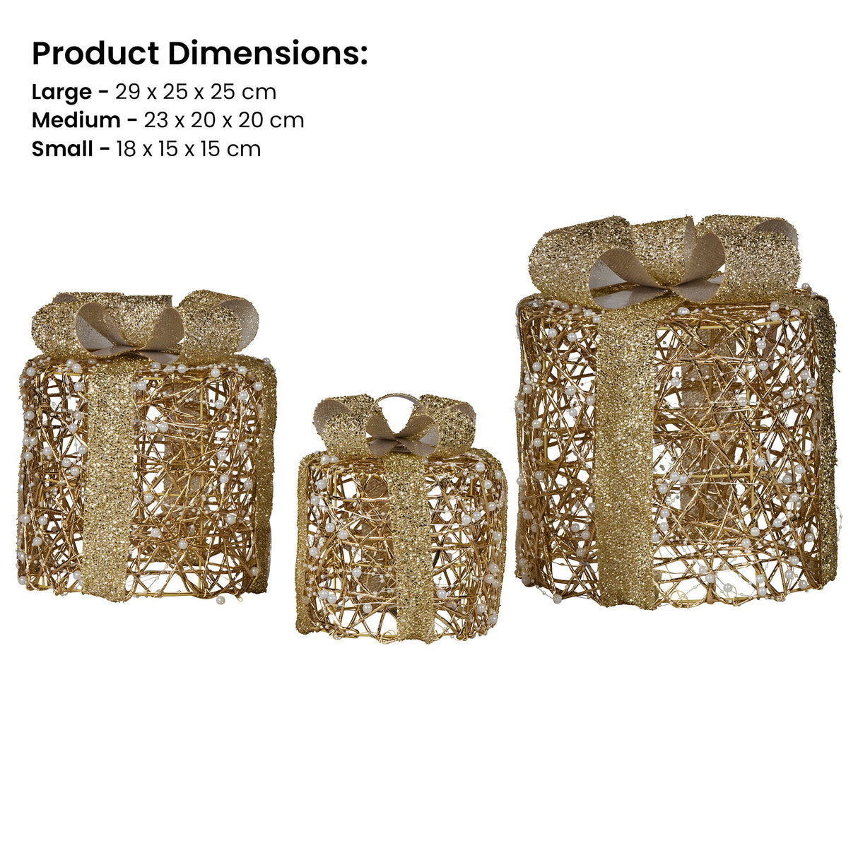 Elegant Gold LED Christmas Gift Box Set