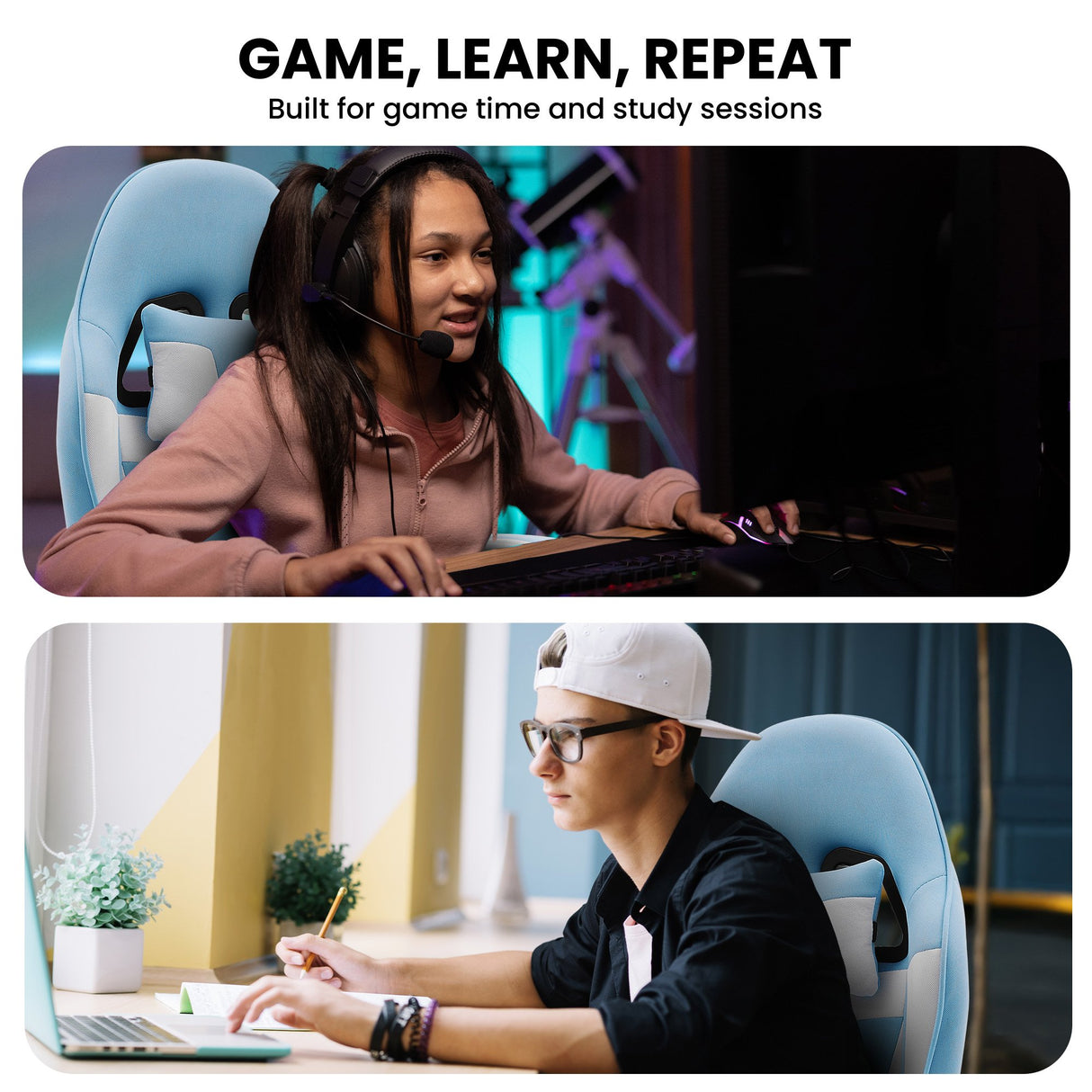 Sleek Adjustable Kids Gaming Study Chair