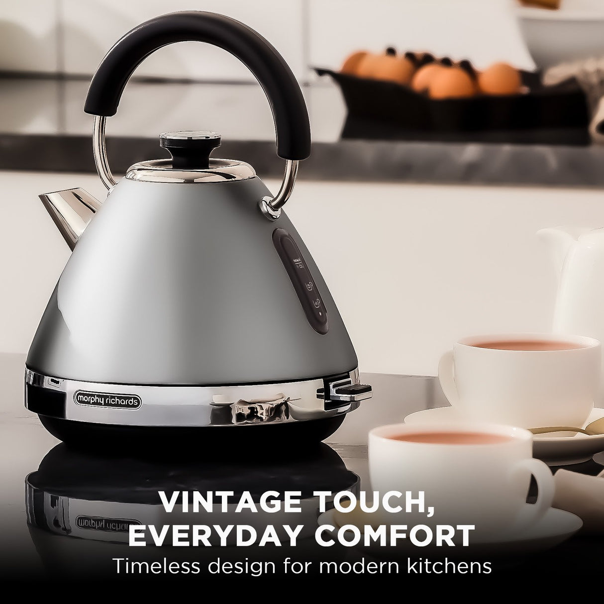 Morphy Richards 1.5L Venture Collection Pyramid Kettle in Steel Grey