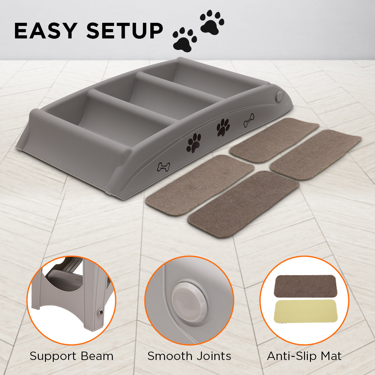 Furtastic Foldable Pet Stairs - Grey