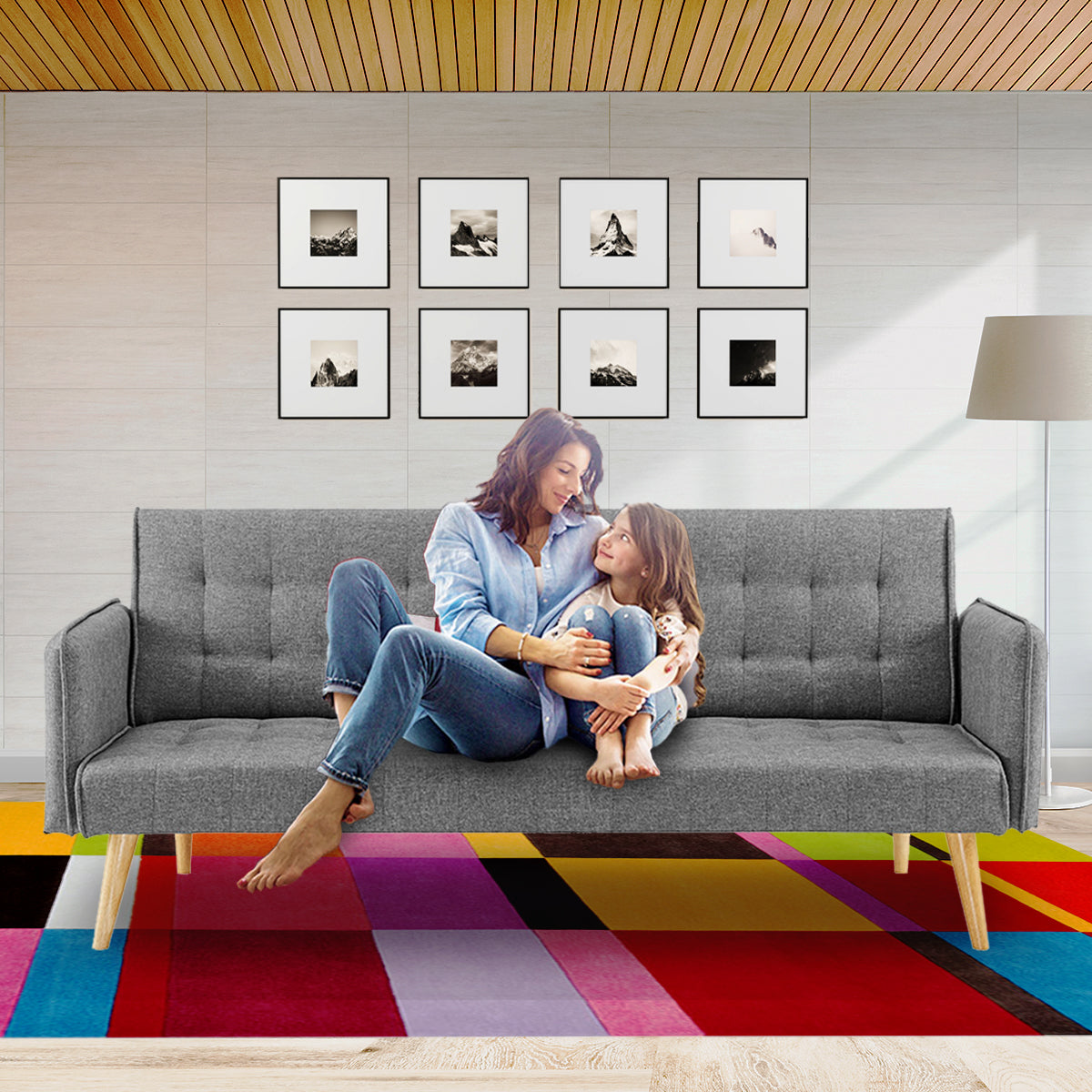 Sarantino Grey 3-Seater Modular Sofa Bed