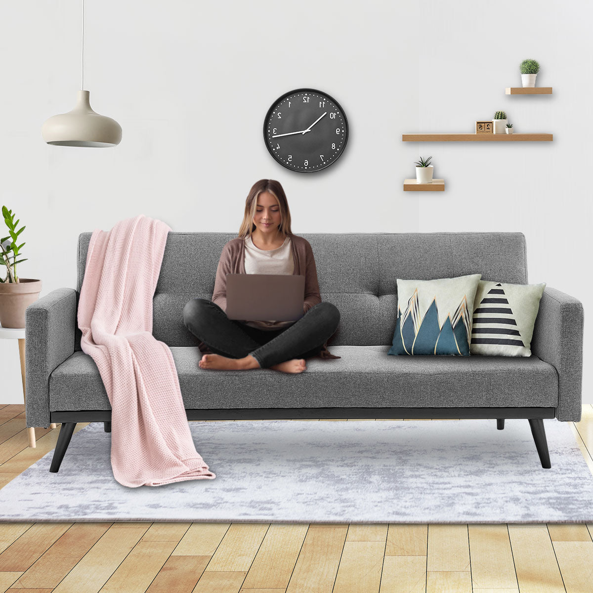 Sarantino Light Grey Tufted Sofa Bed