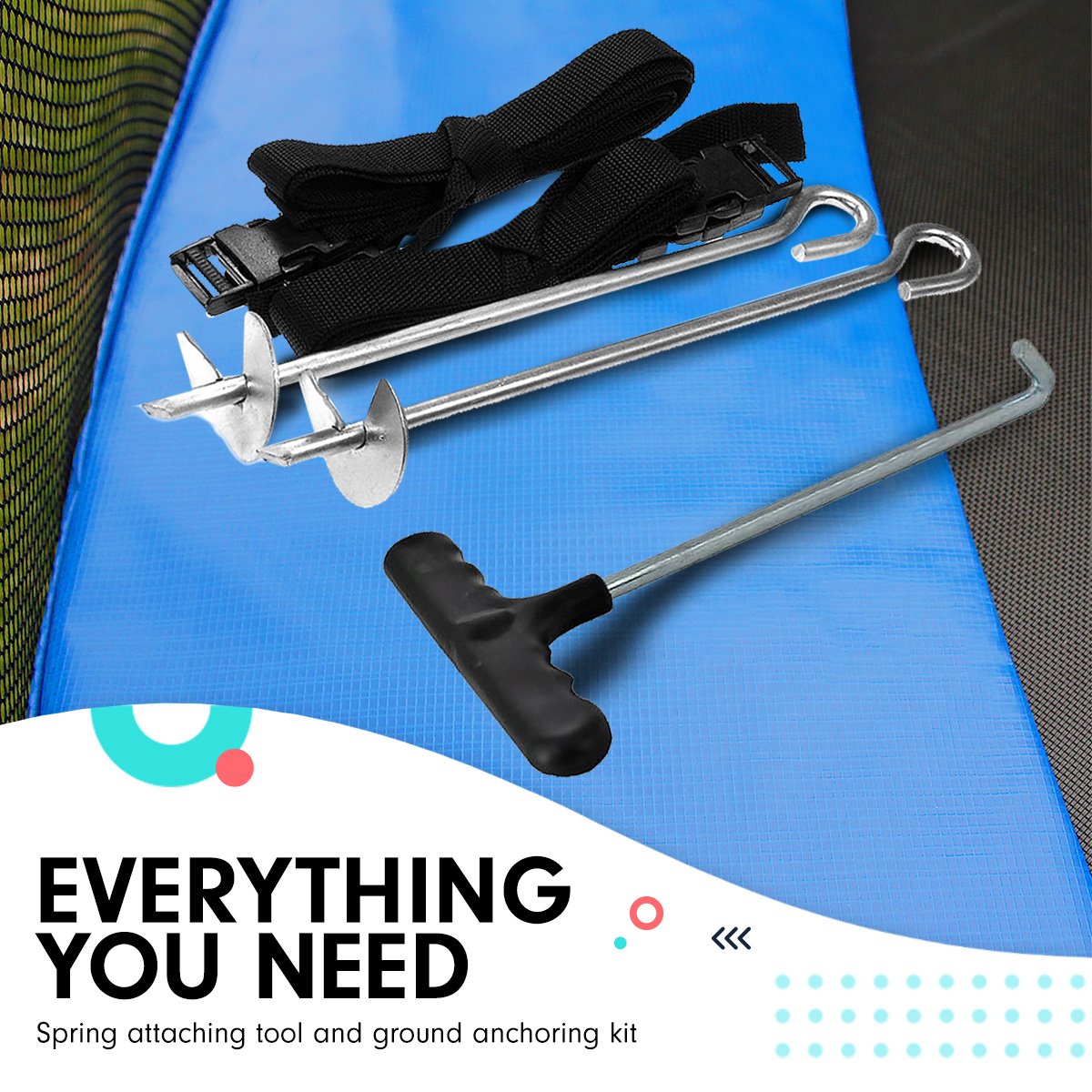 Kahuna 8ft x 11ft Rainbow Trampoline with Basketball Hoop