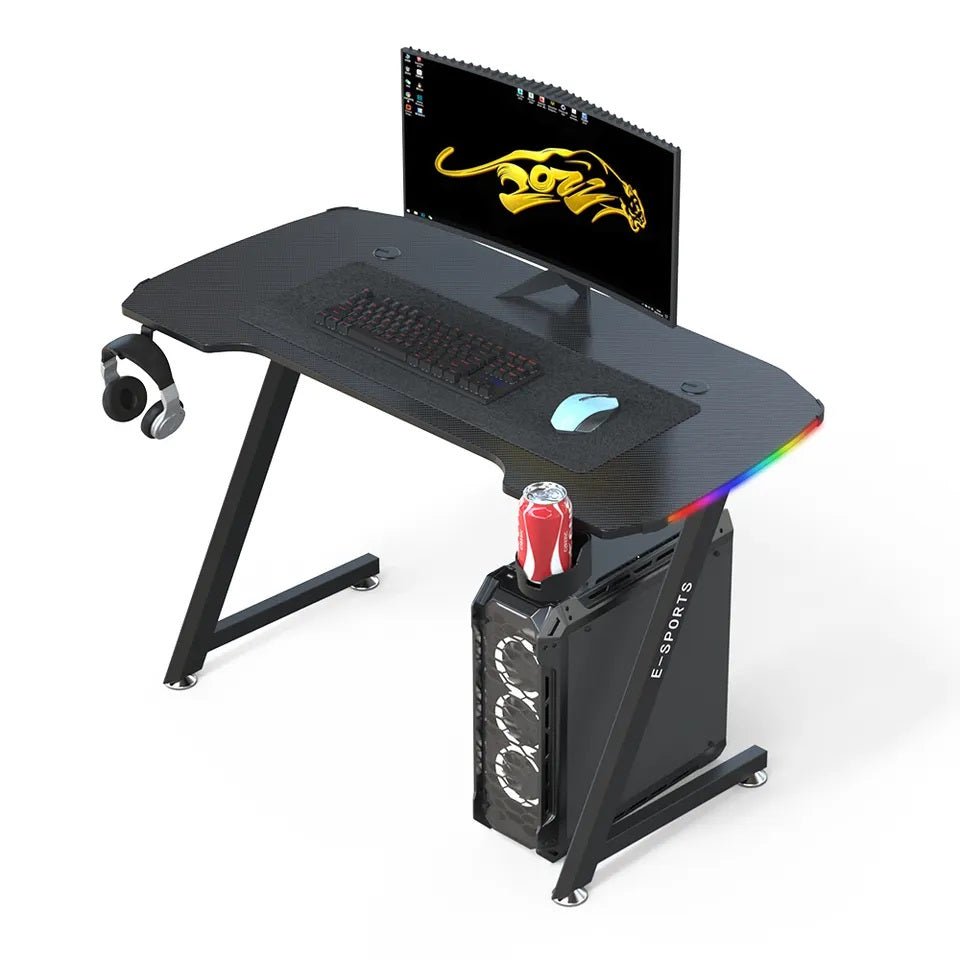 Z-Shaped Professional Gaming Desk with RGB Lighting