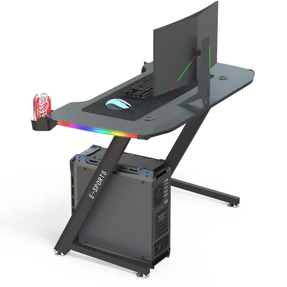 Z-Shaped Professional Gaming Desk with RGB Lighting