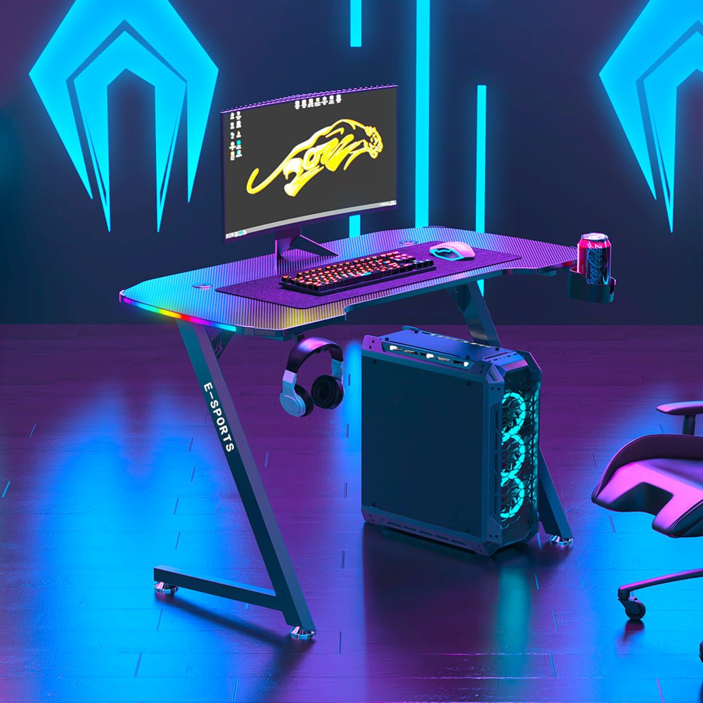 Z-Shaped Professional Gaming Desk with RGB Lighting