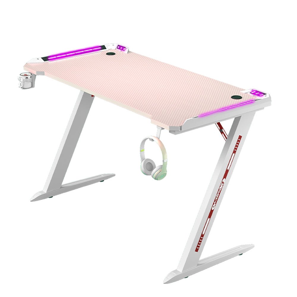 Elegant Pink RGB Gaming Desk 140cm