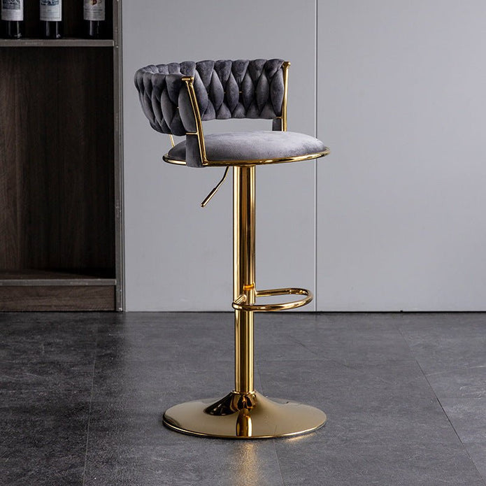 Elegant Height Adjustable Velvet Bar Stool