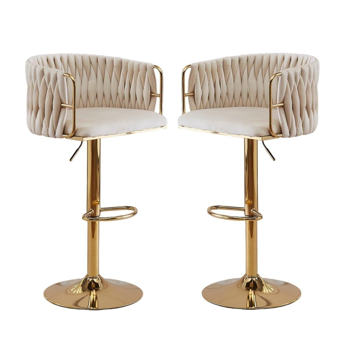 Height Adjustable Velvet Swivel Bar Stool