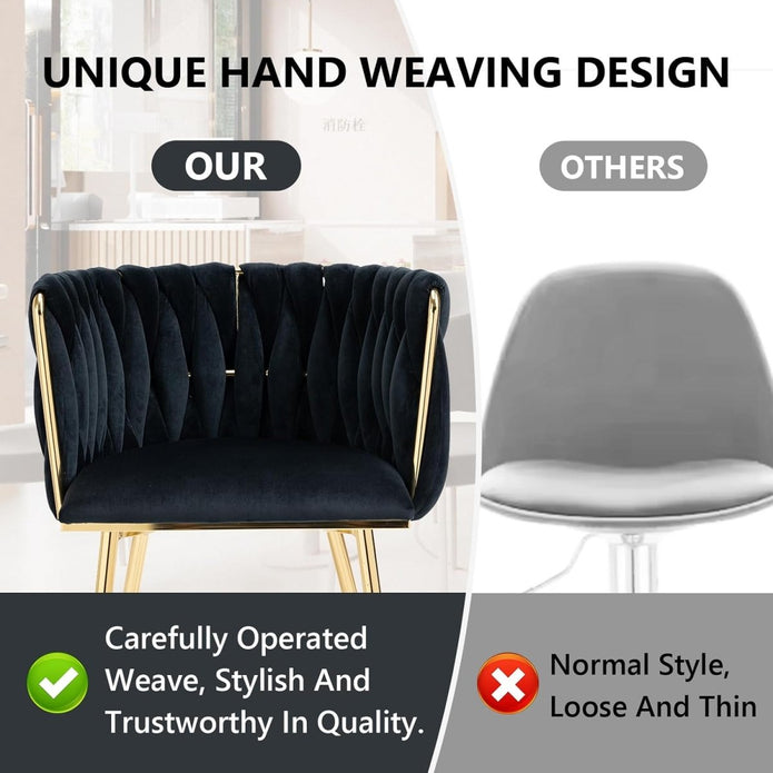 Modern Hand-Woven Velvet Dining Accent Chair