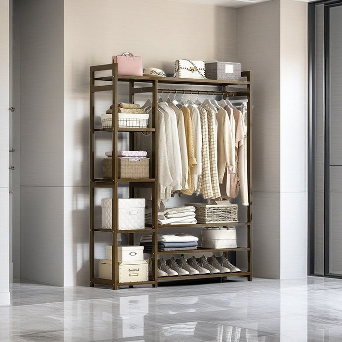 Elegant Bamboo Clothes Rack and Organizer